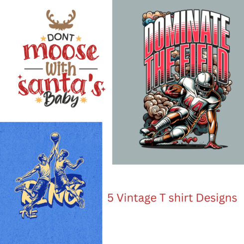 5 Vintage T Shirt Designs cover image.