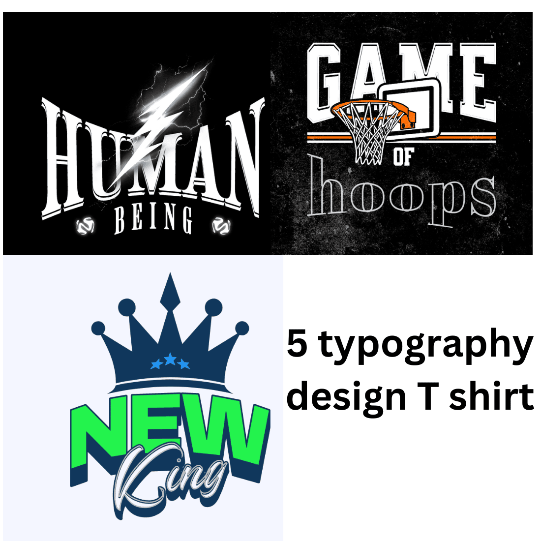 Typography T SHIRTS designs preview image.