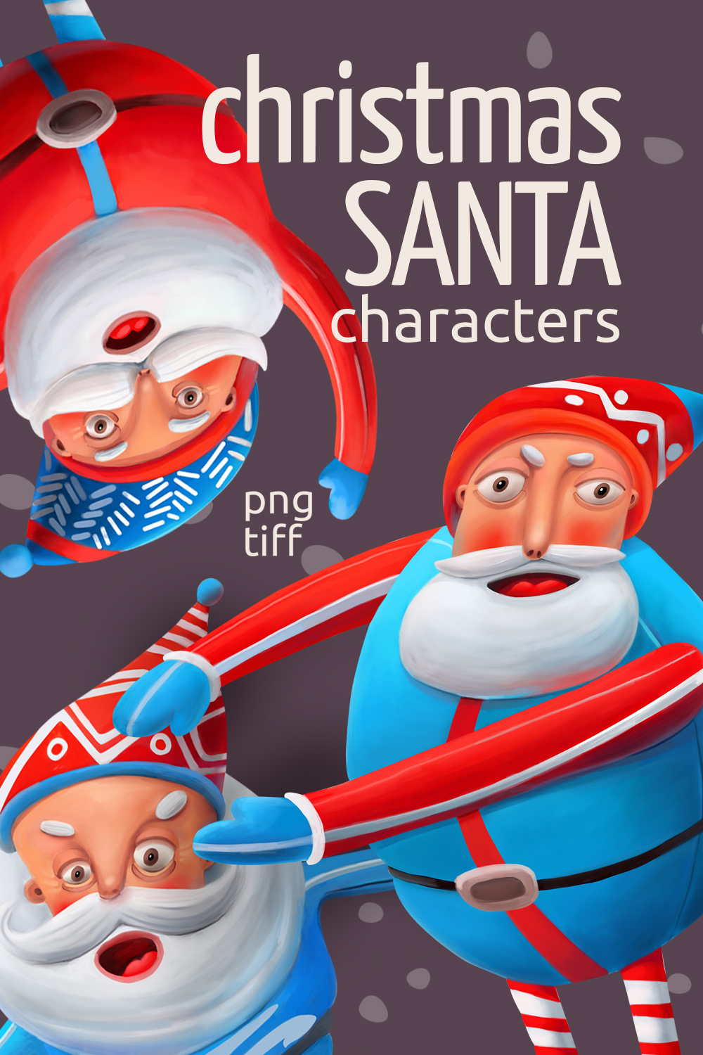 Christmas SANTA characters pinterest preview image.