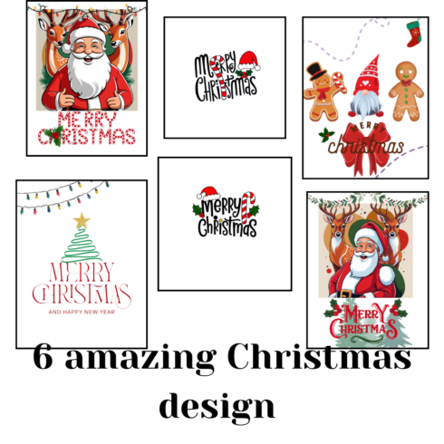 6 Christmas T-shirt/mugs designs cover image.