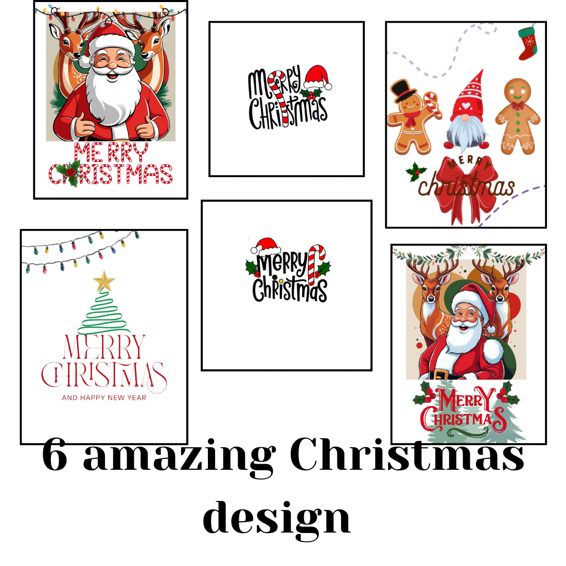 6 Christmas T-shirt/mugs designs preview image.