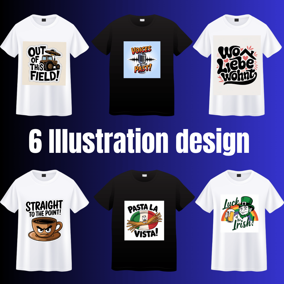 6 Creative Graphic T-Shirts Collection cover image.