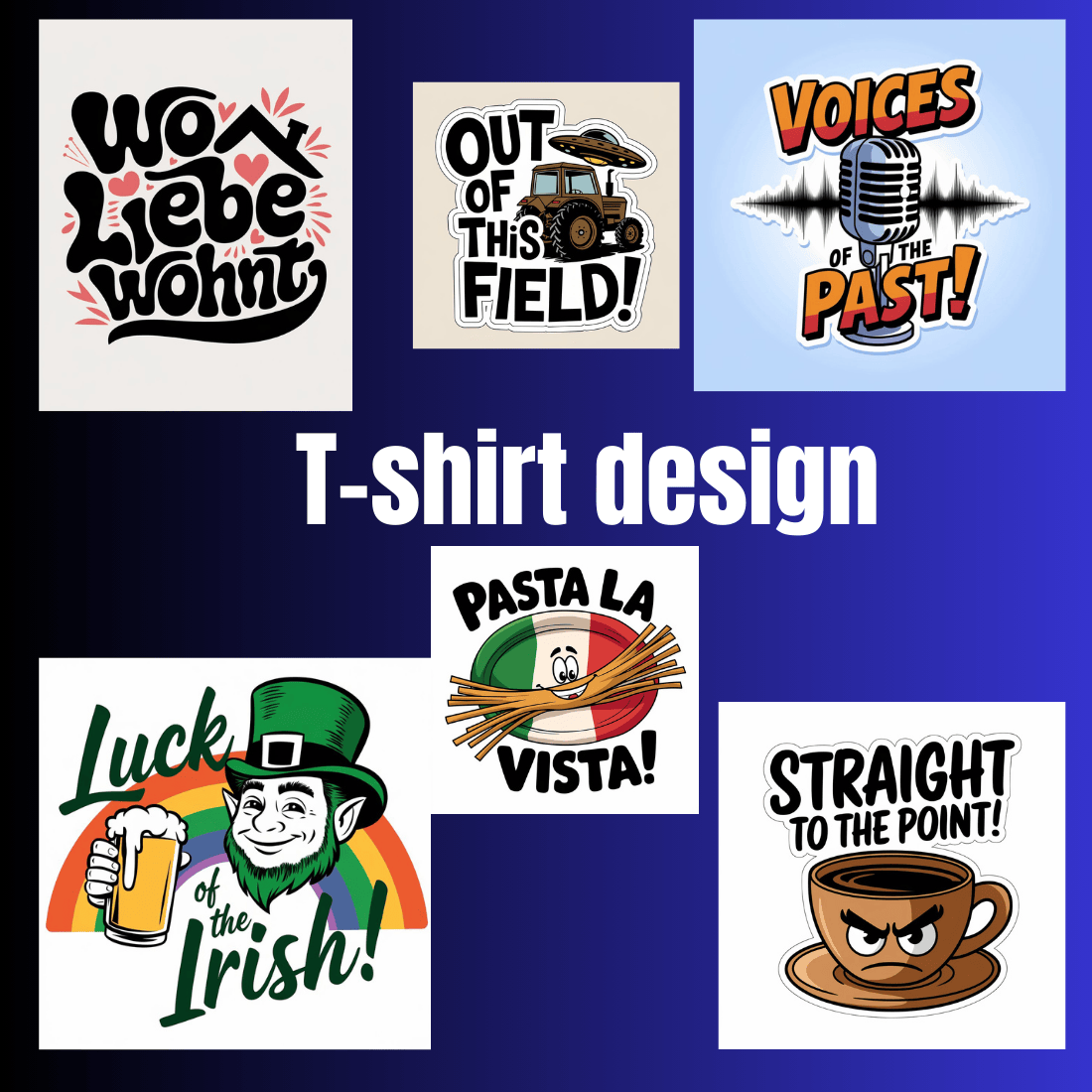 6 Creative Graphic T-Shirts Collection preview image.