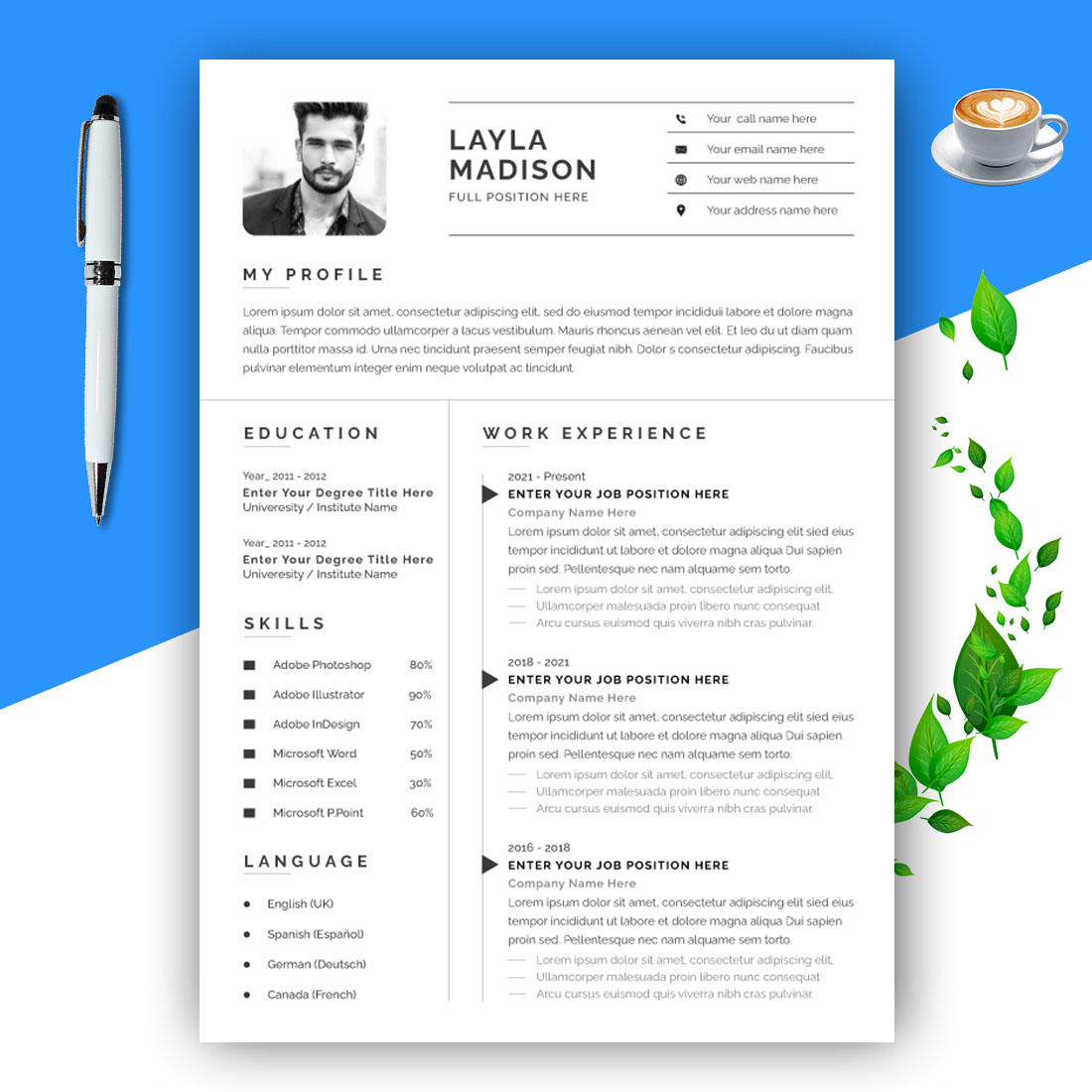 Modern Resume Design Layout cover image.