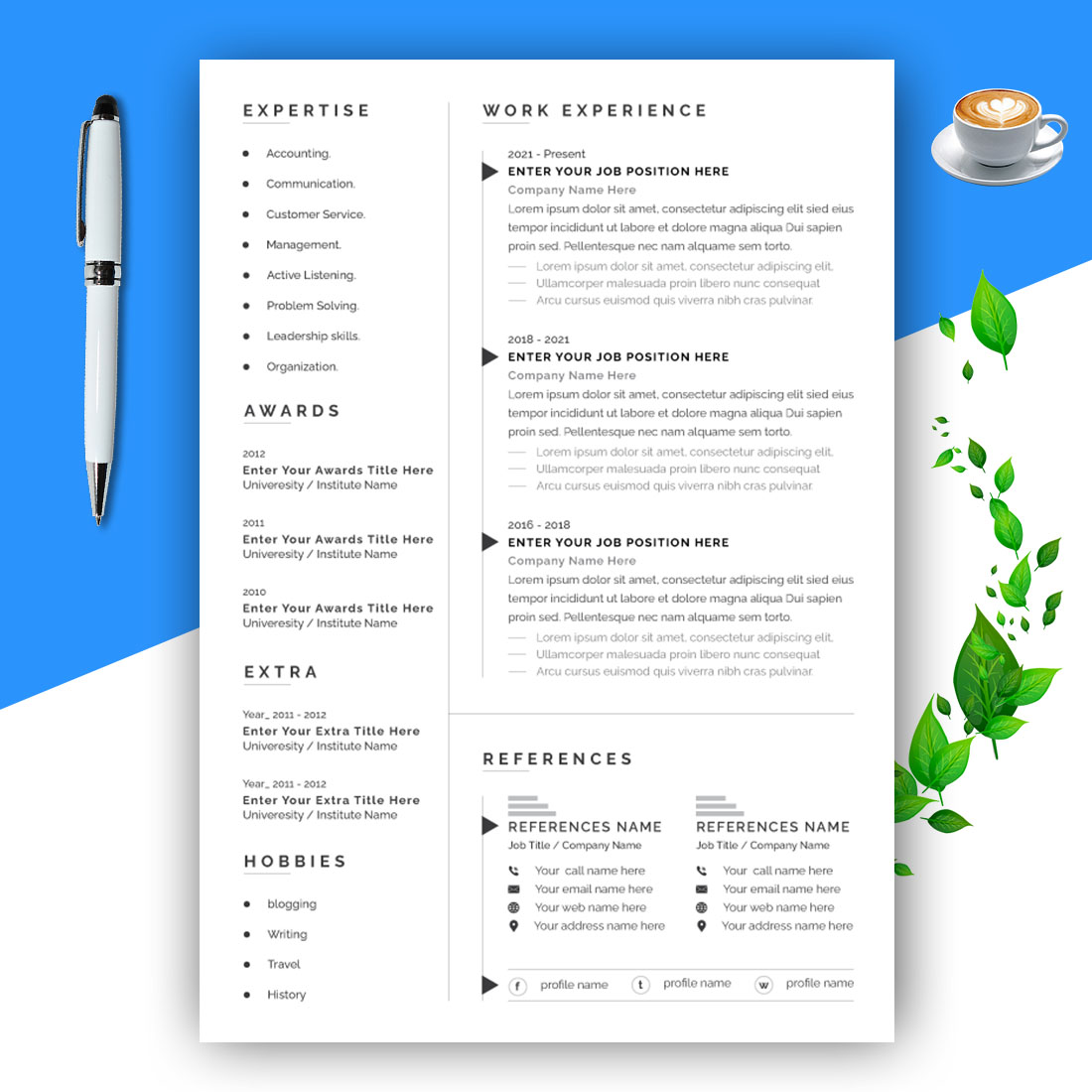 Modern Resume Design Layout preview image.