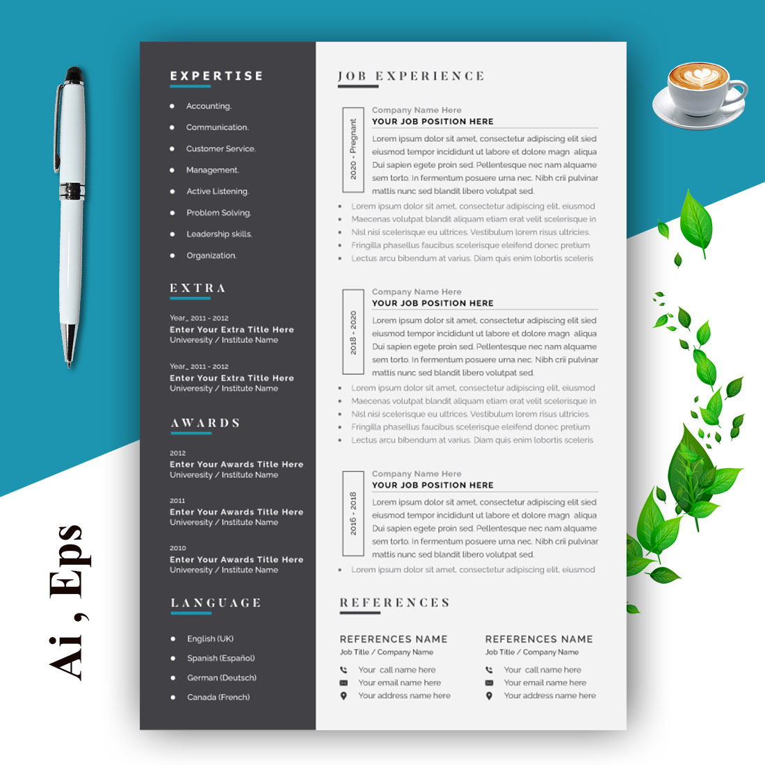 Modern Resume Template preview image.