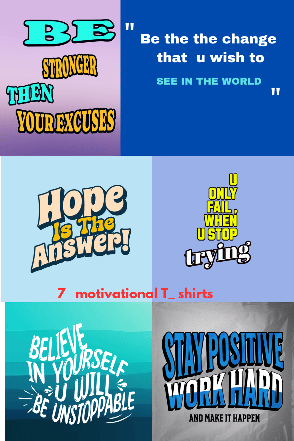 7 motivational T shirts pinterest preview image.