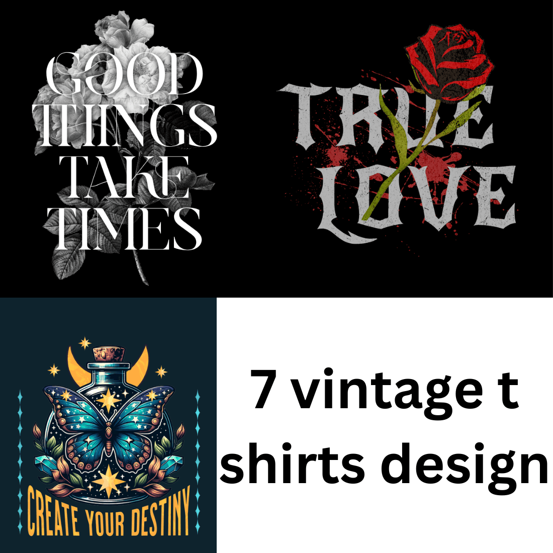 7 vintage t shirts design cover image.