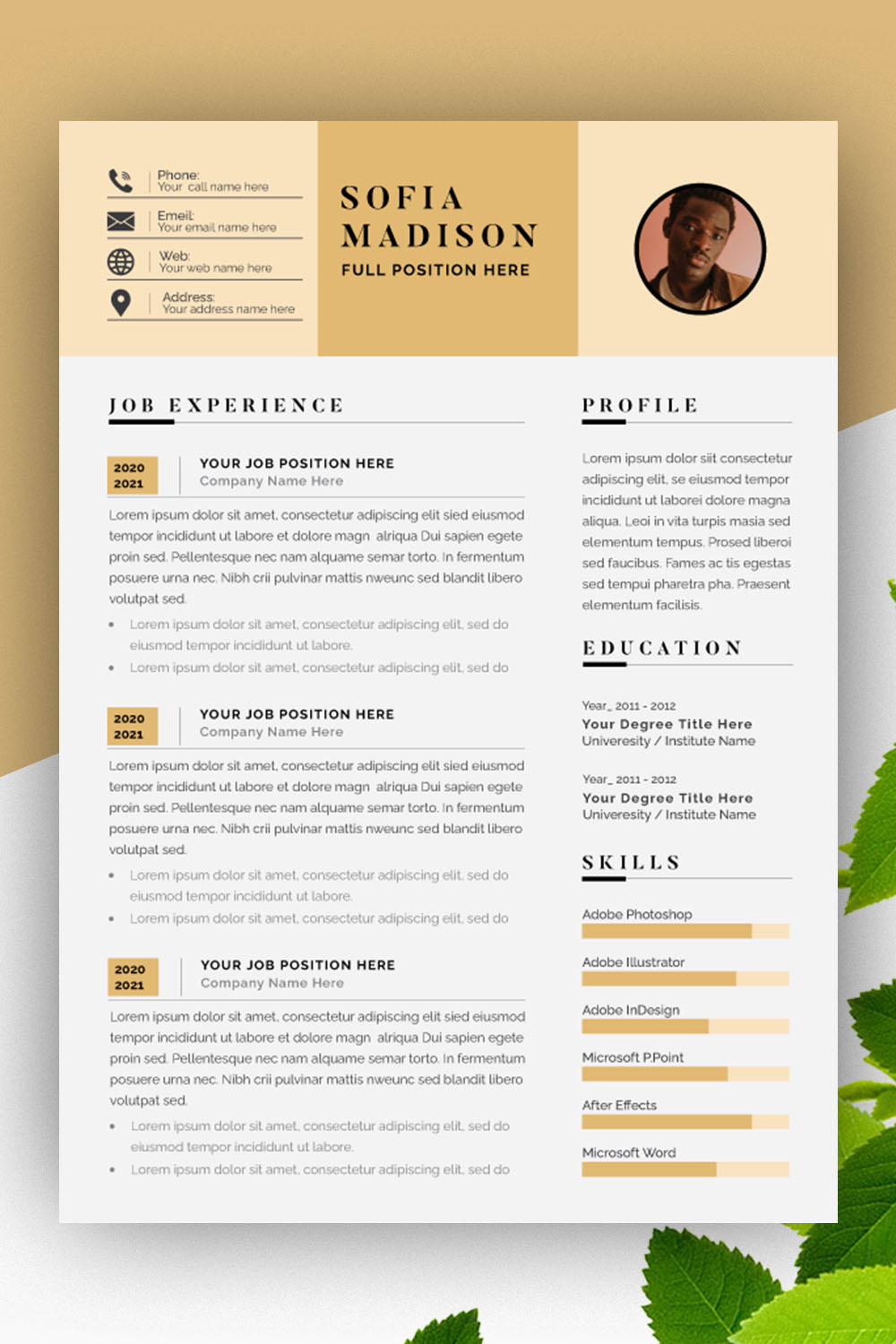 Clean Resume Template Layout pinterest preview image.