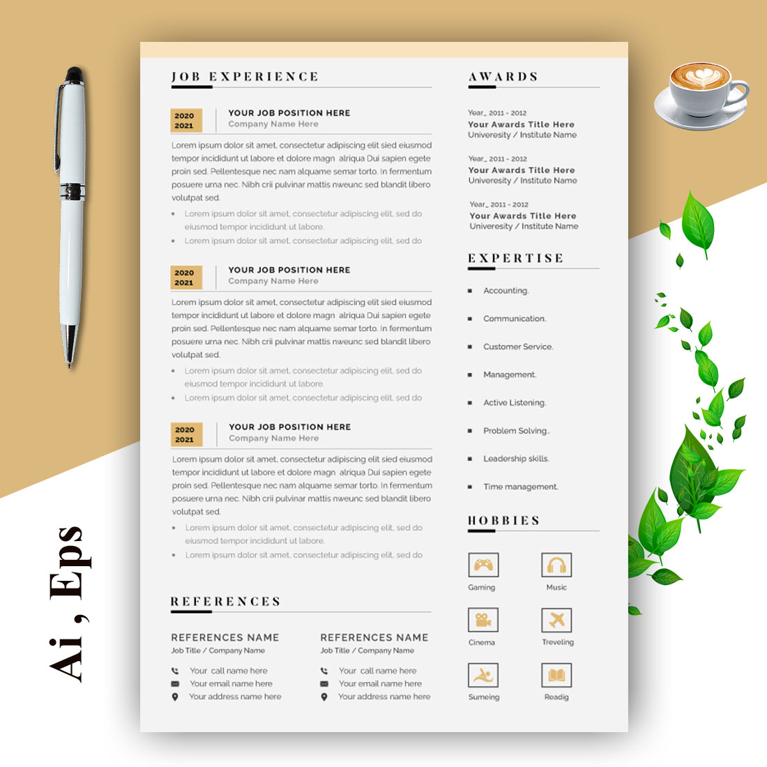 Clean Resume Template Layout preview image.