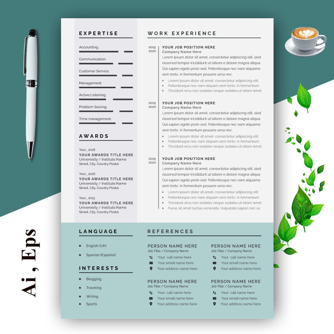 Clean Resume Template Layout preview image.