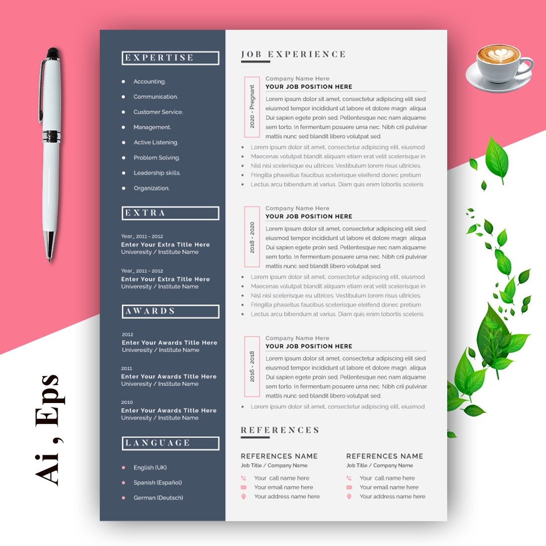 Creative Resume Template Design preview image.