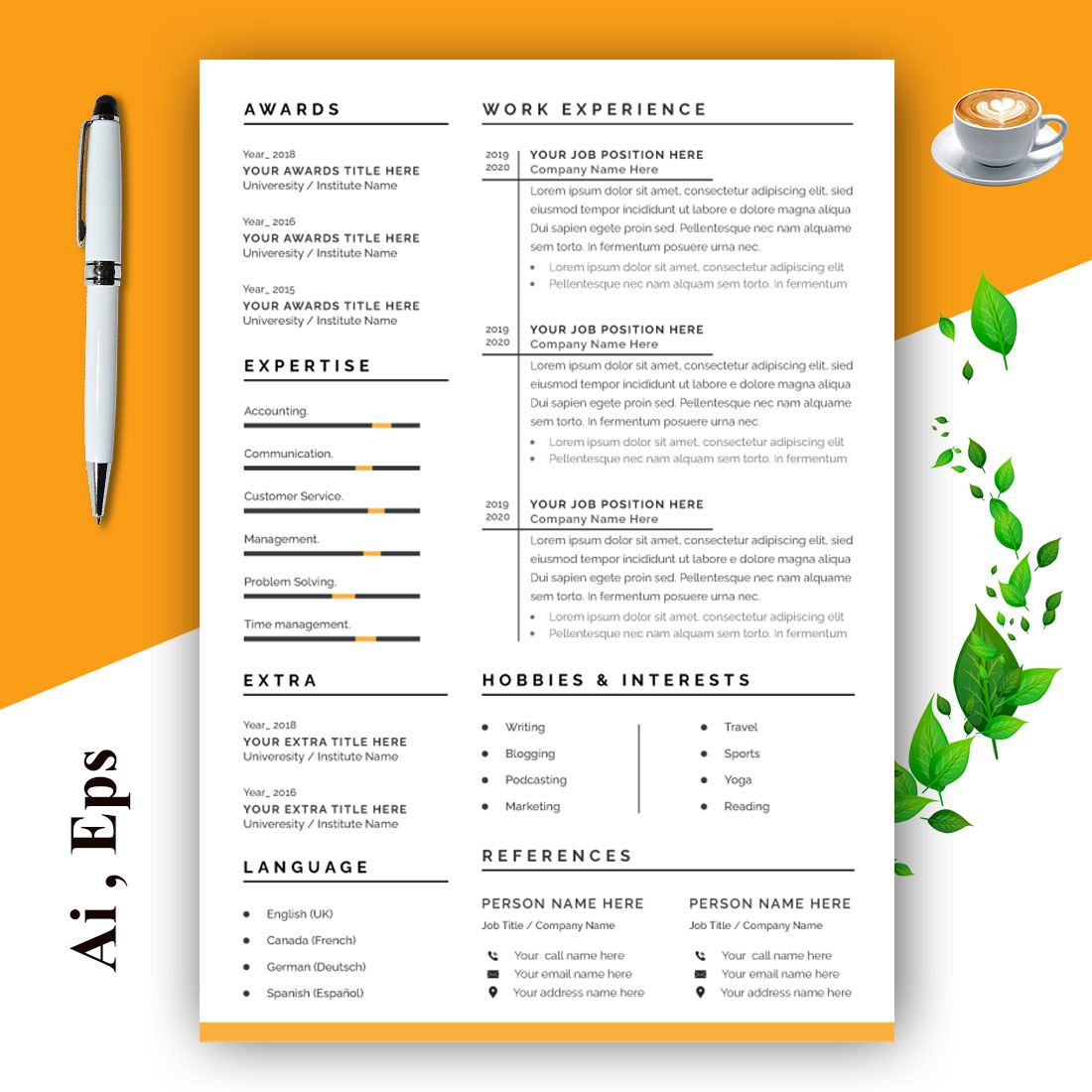 Creative Resume Template preview image.