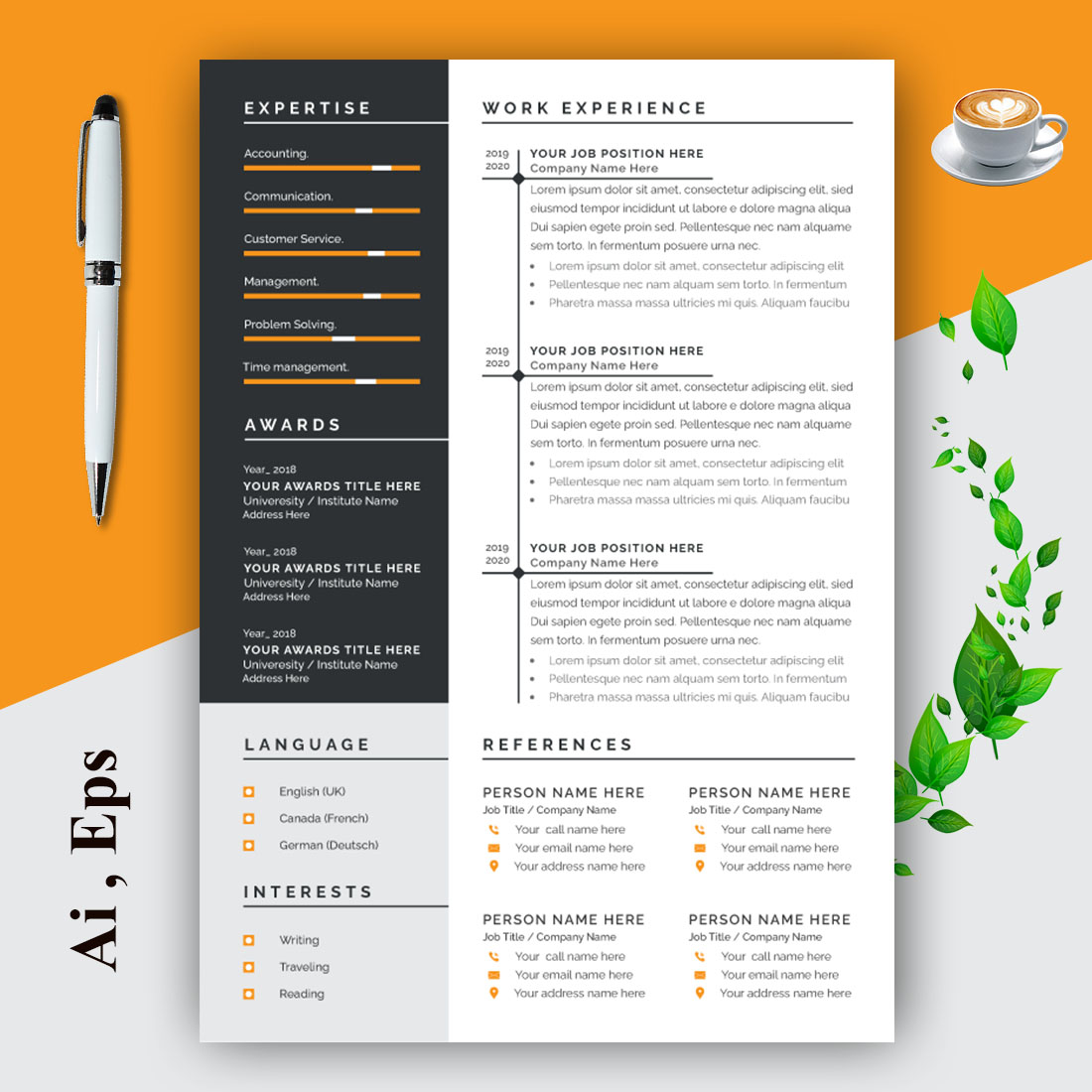 Resume Layout with Professional Cv Layout preview image.