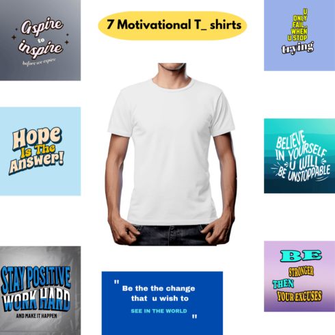 7 motivational T shirts cover image.