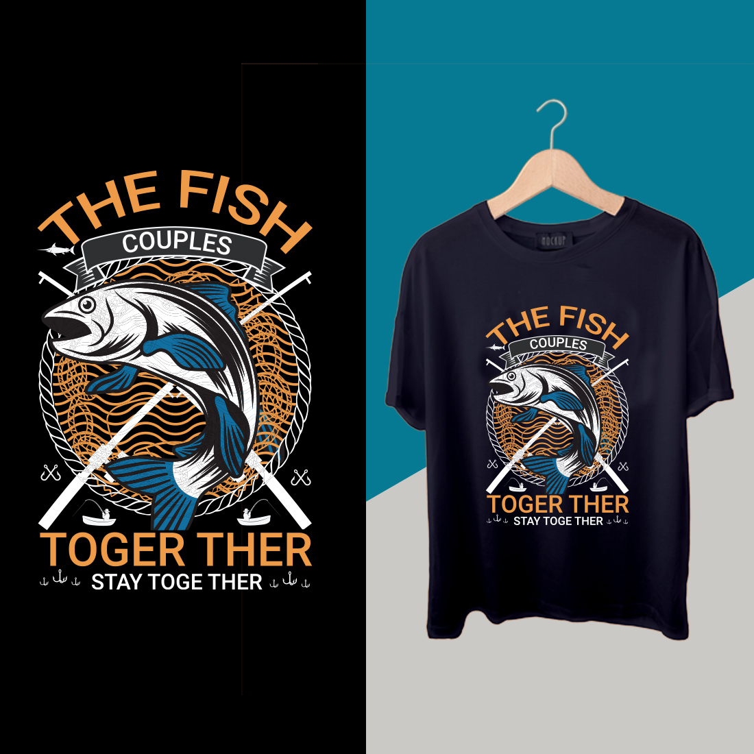 fishing t shirt design preview image.