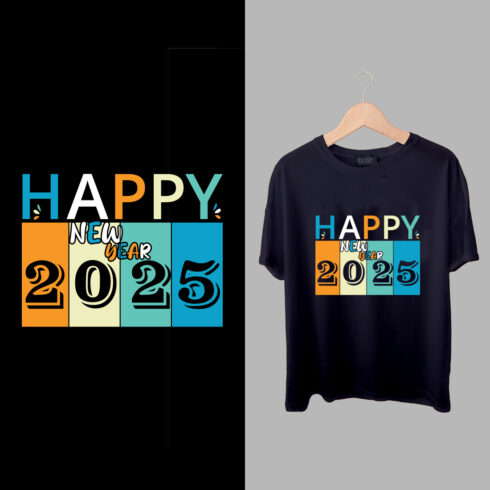 Happy new year t shirt design cover image.