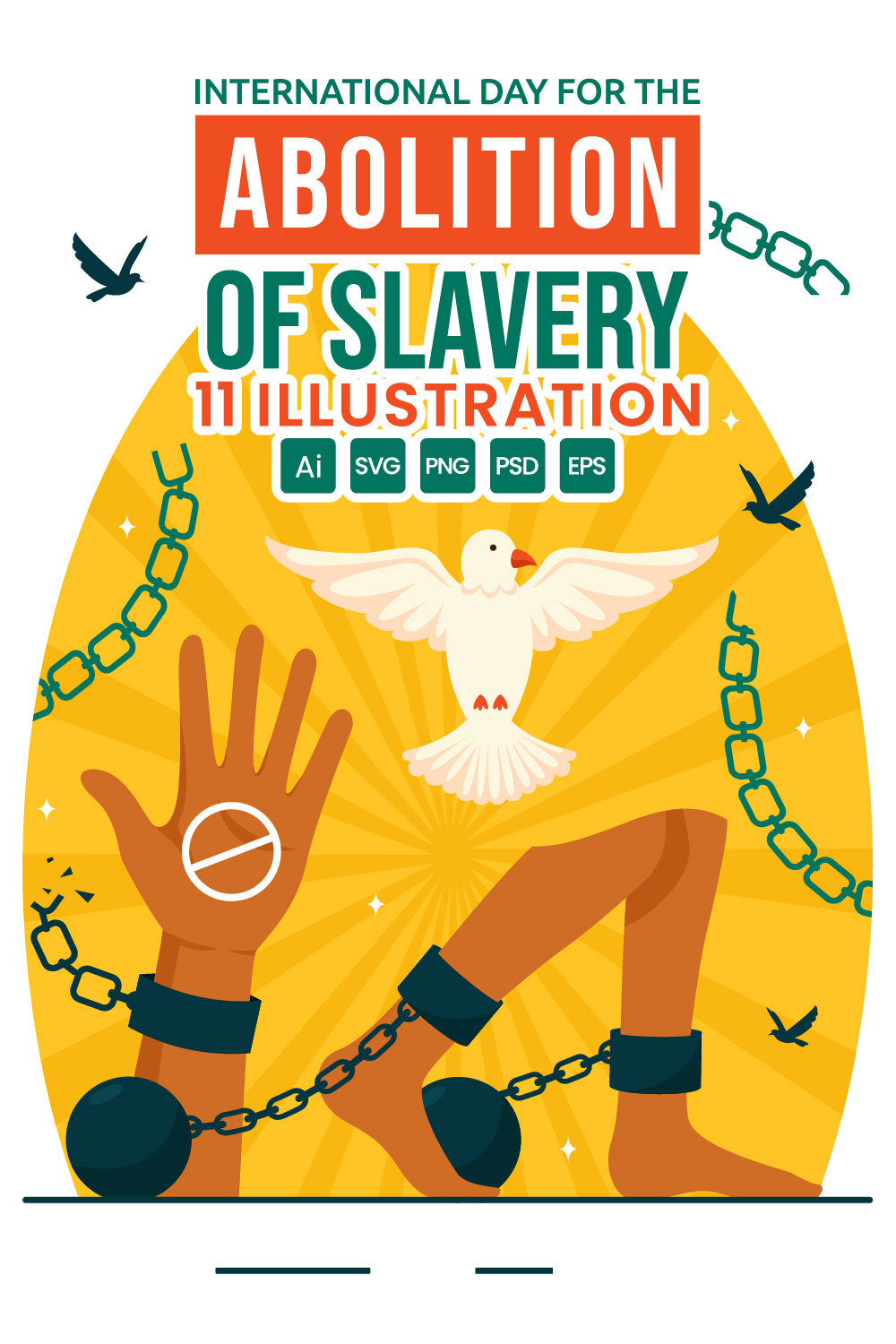 11 Abolition of Slavery Day Illustration pinterest preview image.