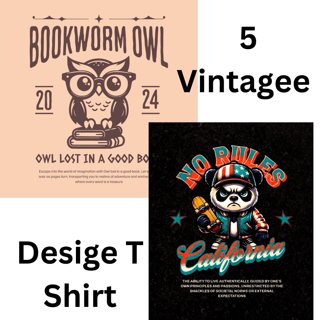 5 Vintage T-Shirt Dasigns cover image.