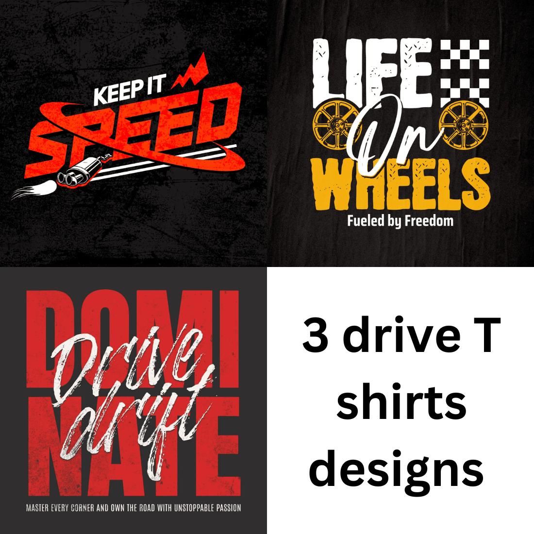 3 drive T shirts designs cover image.