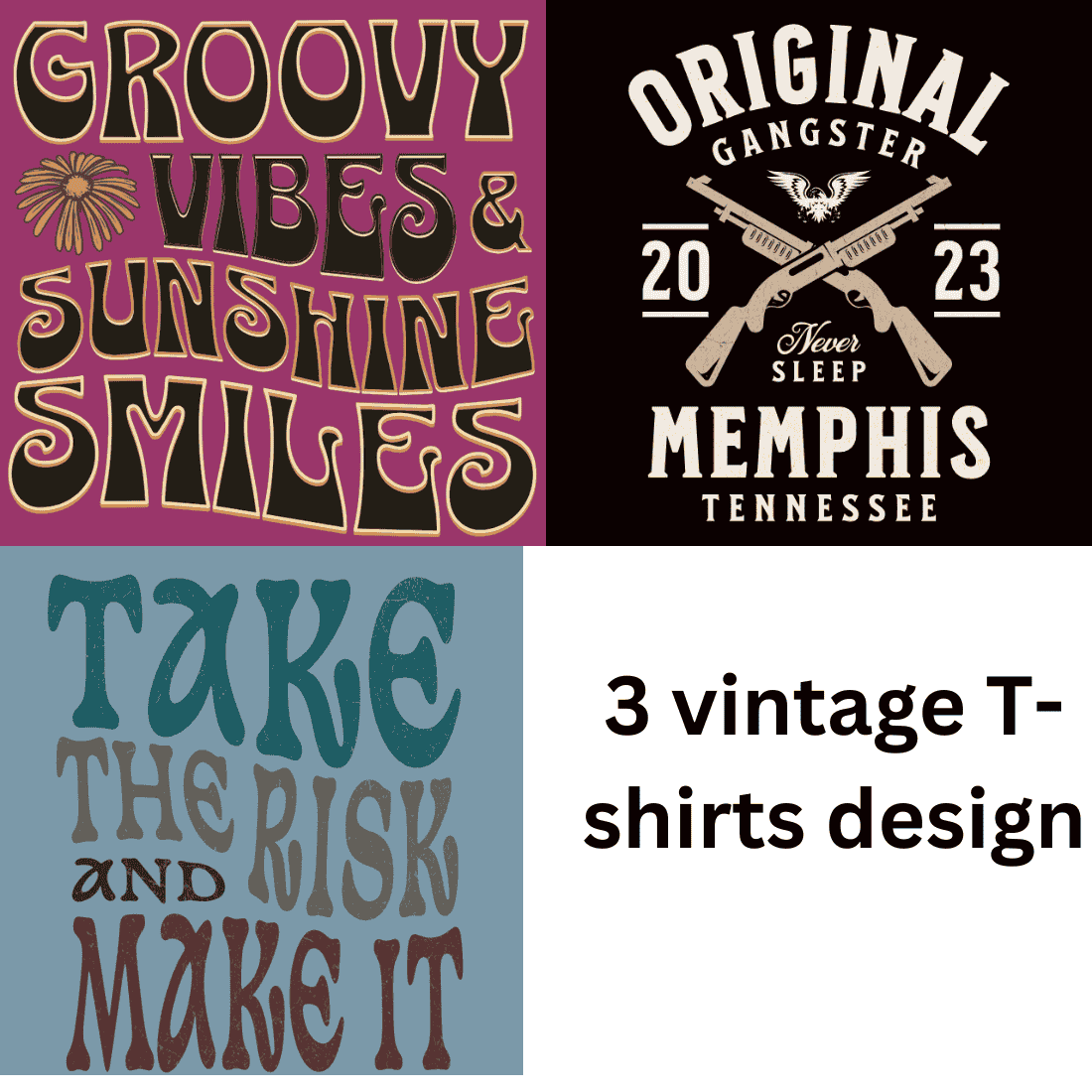 vintage T- shirts design preview image.