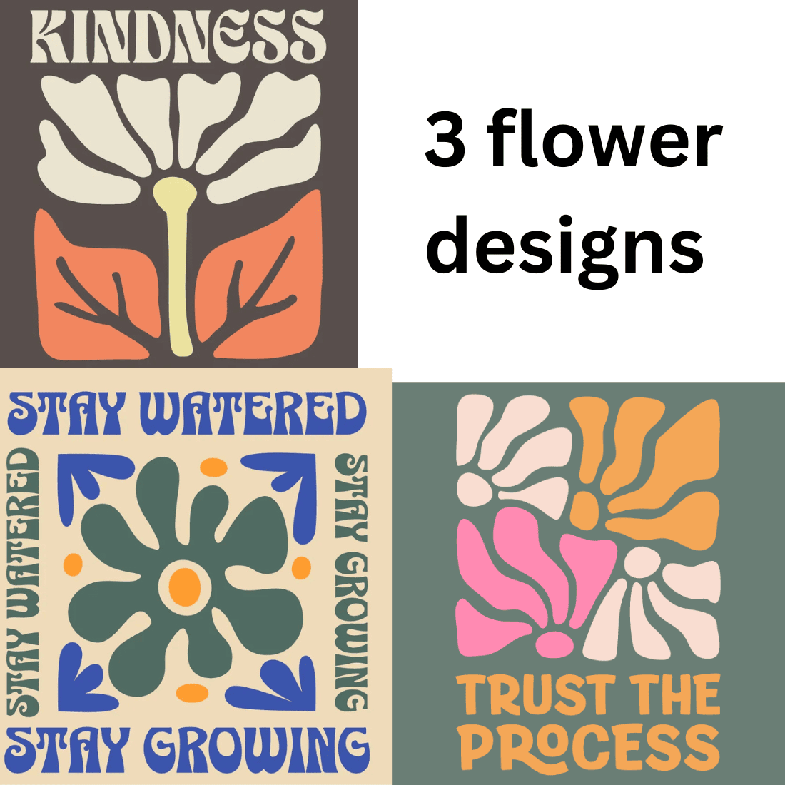 3 flower designs preview image.