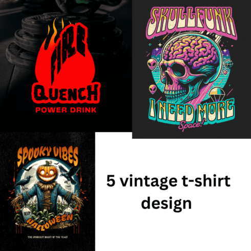 5 vintage t-shirt design cover image.