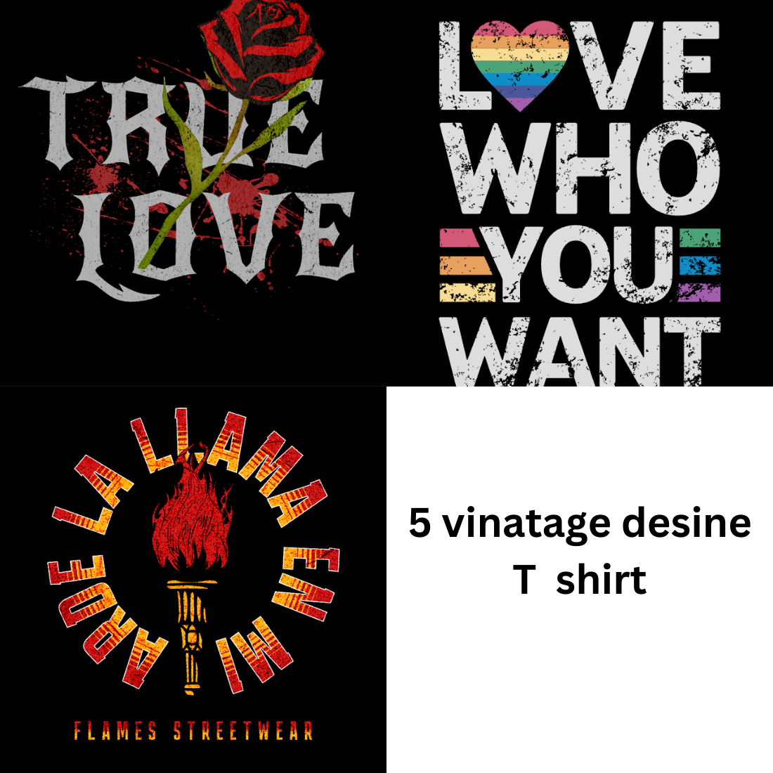 True Love T-Shirt Design Template preview image.