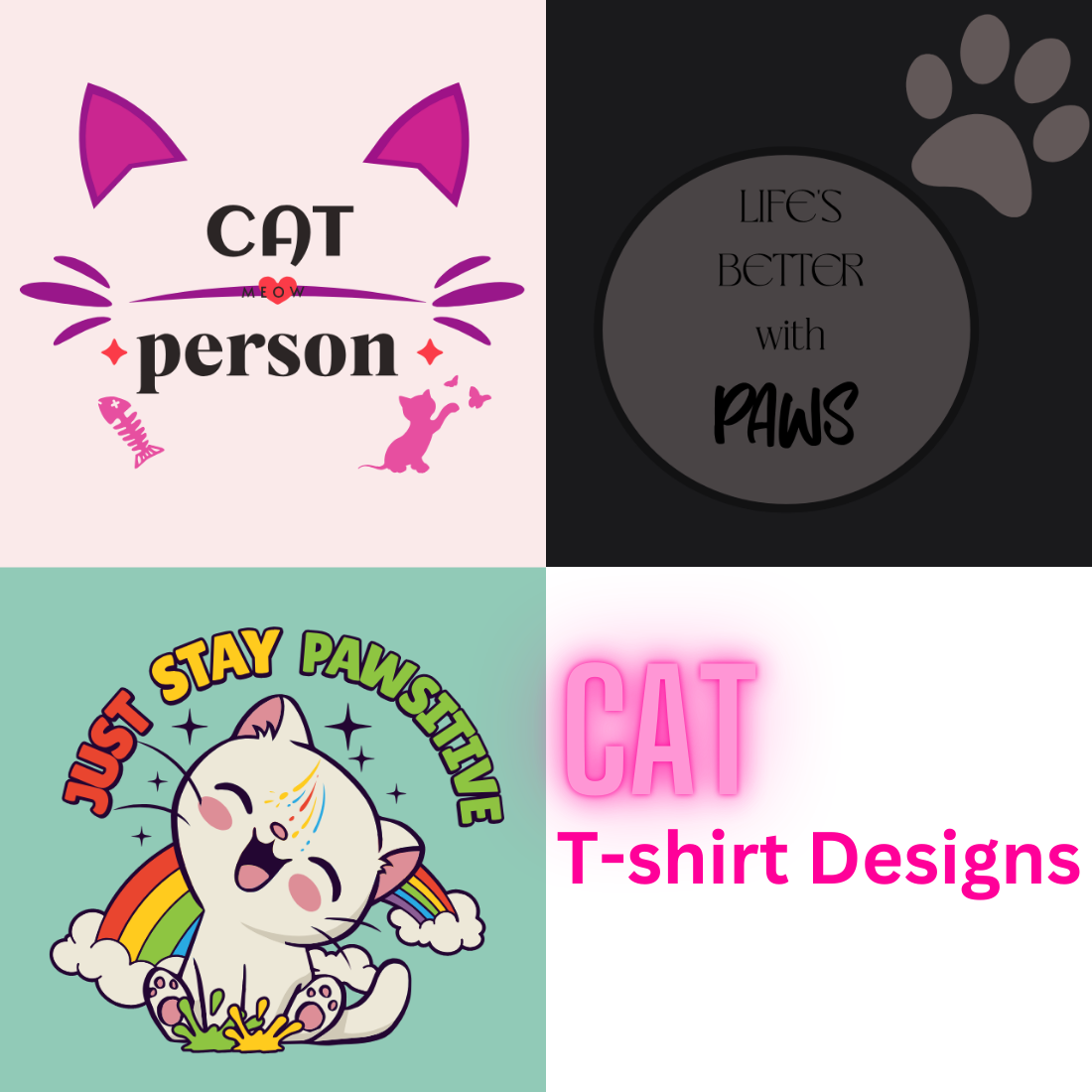 Cat T-shirt Designs preview image.