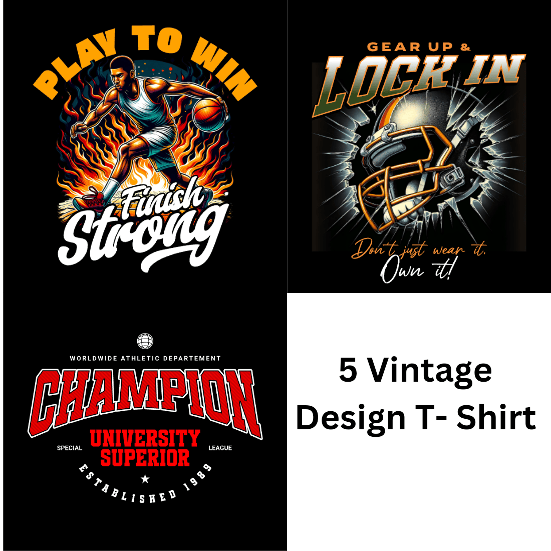 5 Vintage design t-shirt preview image.