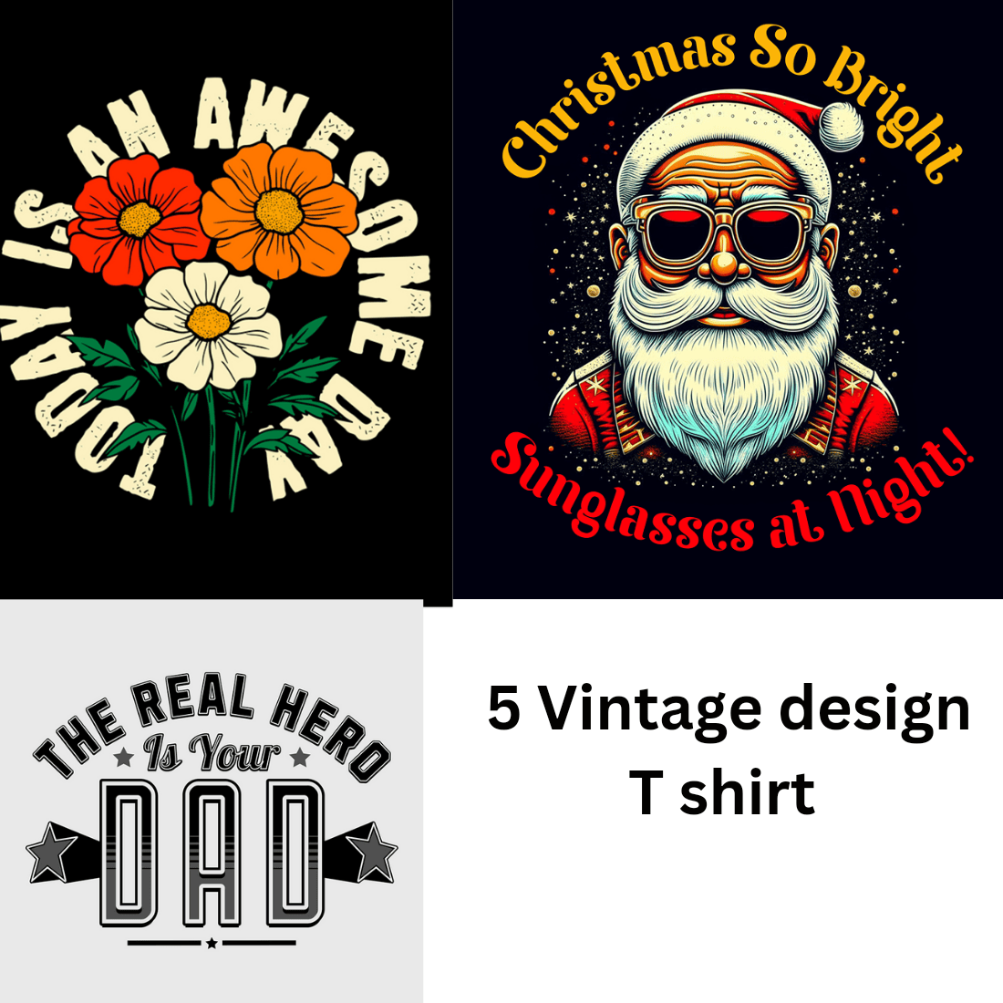 Vintage T shirt design preview image.