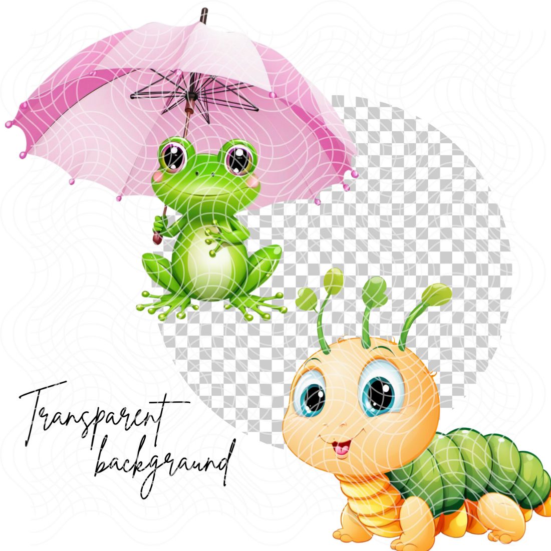 Cute frog clipart bundle preview image.