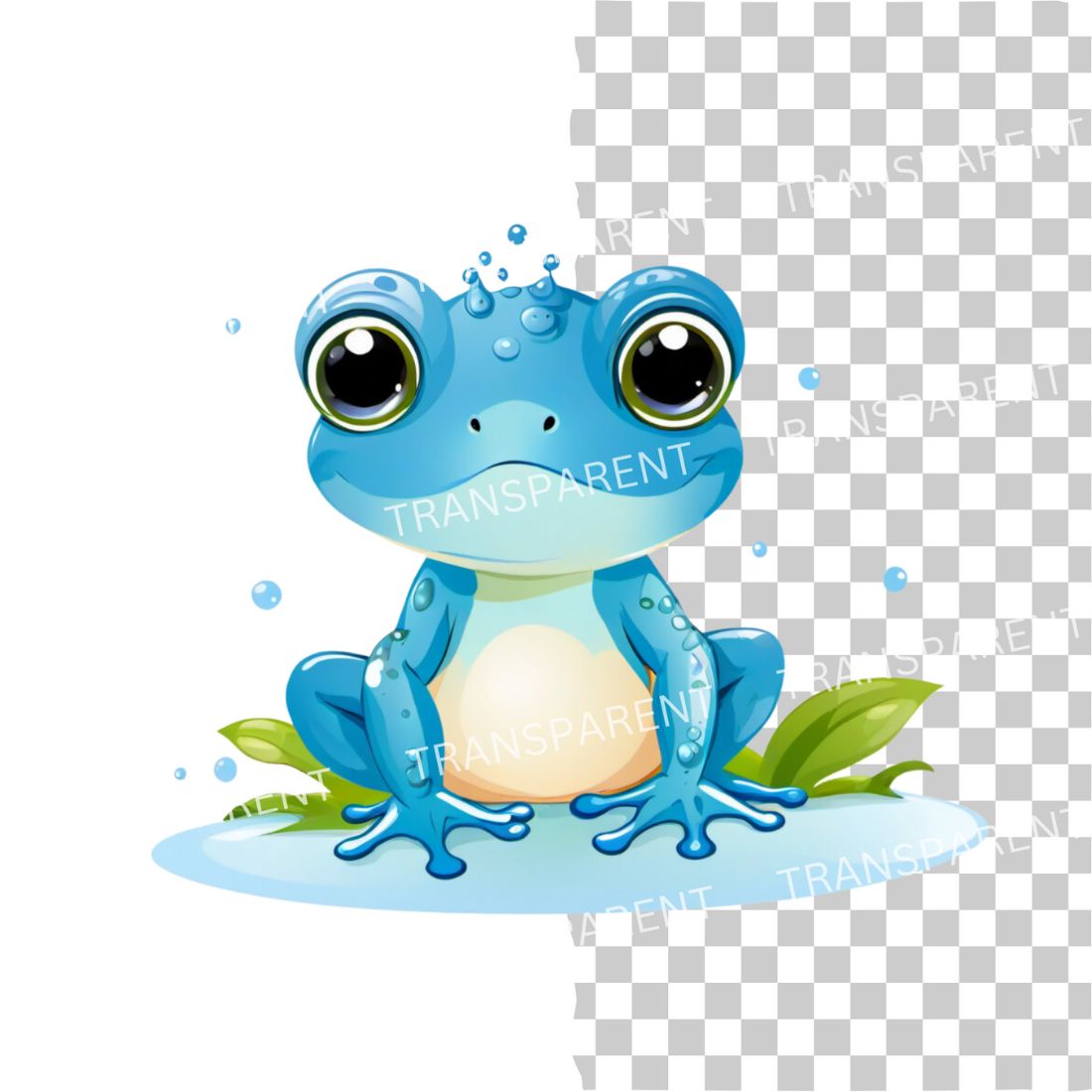 Cute frog transparent cliparts bundle preview image.