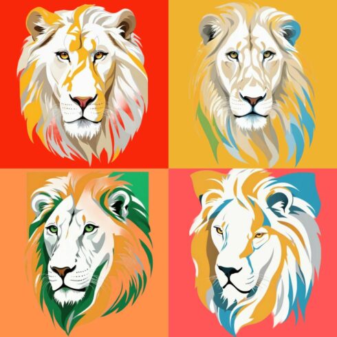 Lion king portraits vector art illustration drawing png transparent cover image.