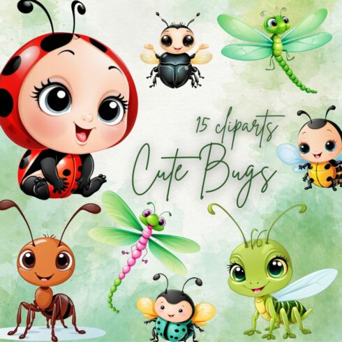 Babie insects cliparts bundle cover image.