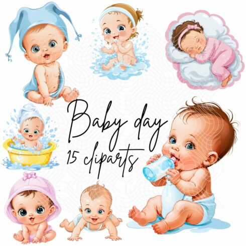 Cute small baby clipart bundle cover image.