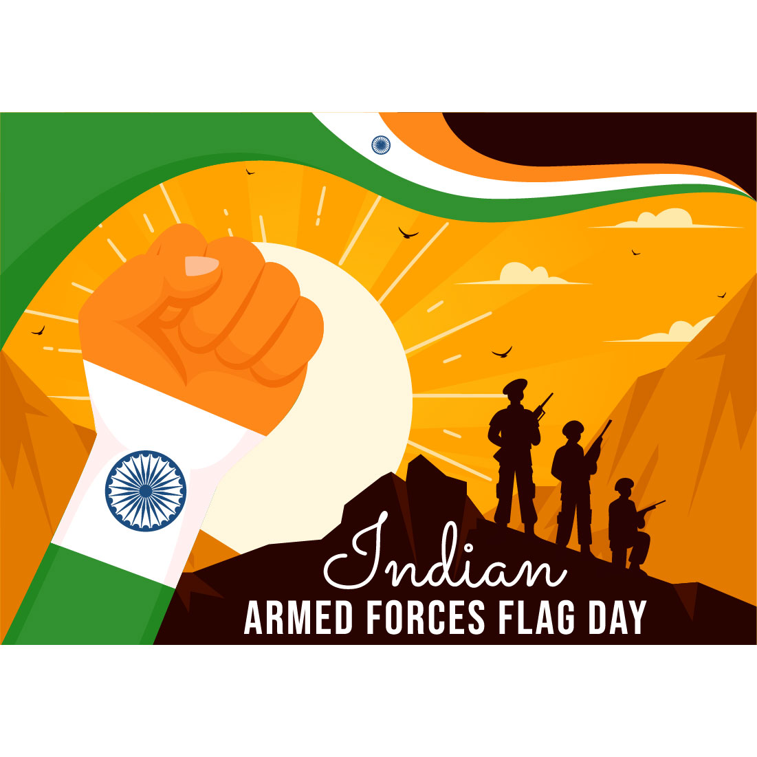 10 Indian Armed Forces Flag Day Illustration cover image.