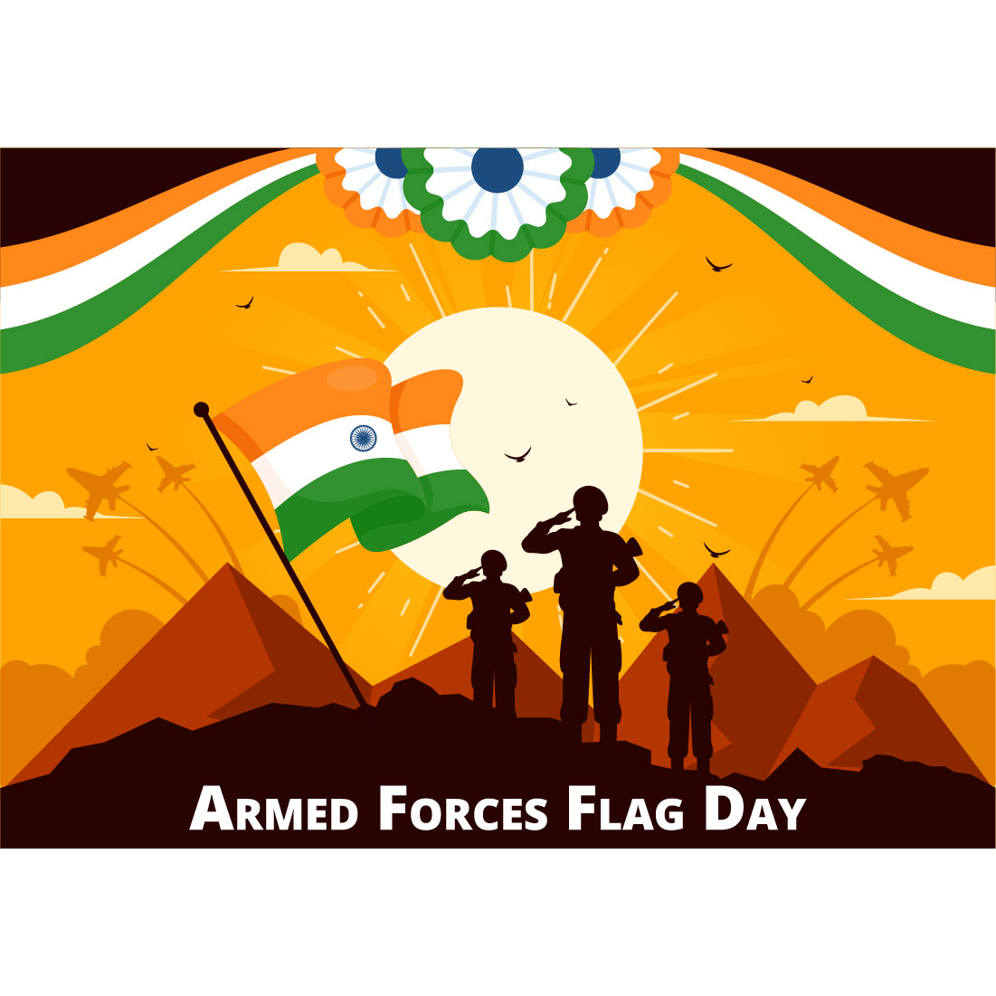 10 Indian Armed Forces Flag Day Illustration preview image.