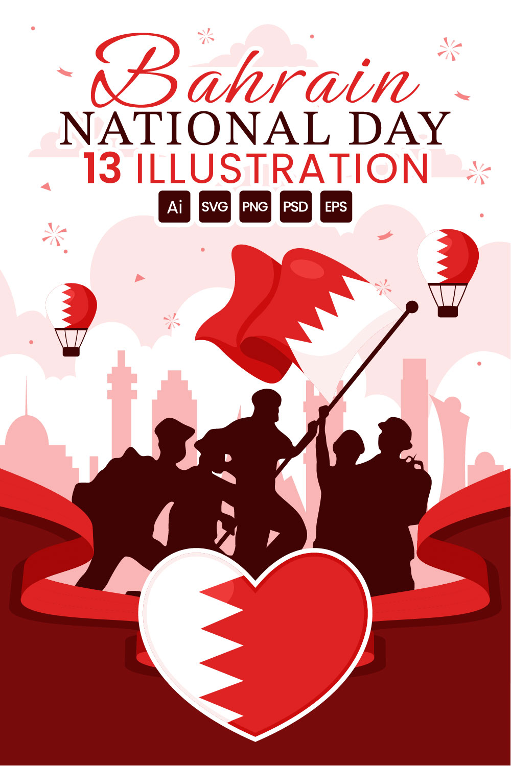 13 Bahrain National Day Illustration pinterest preview image.