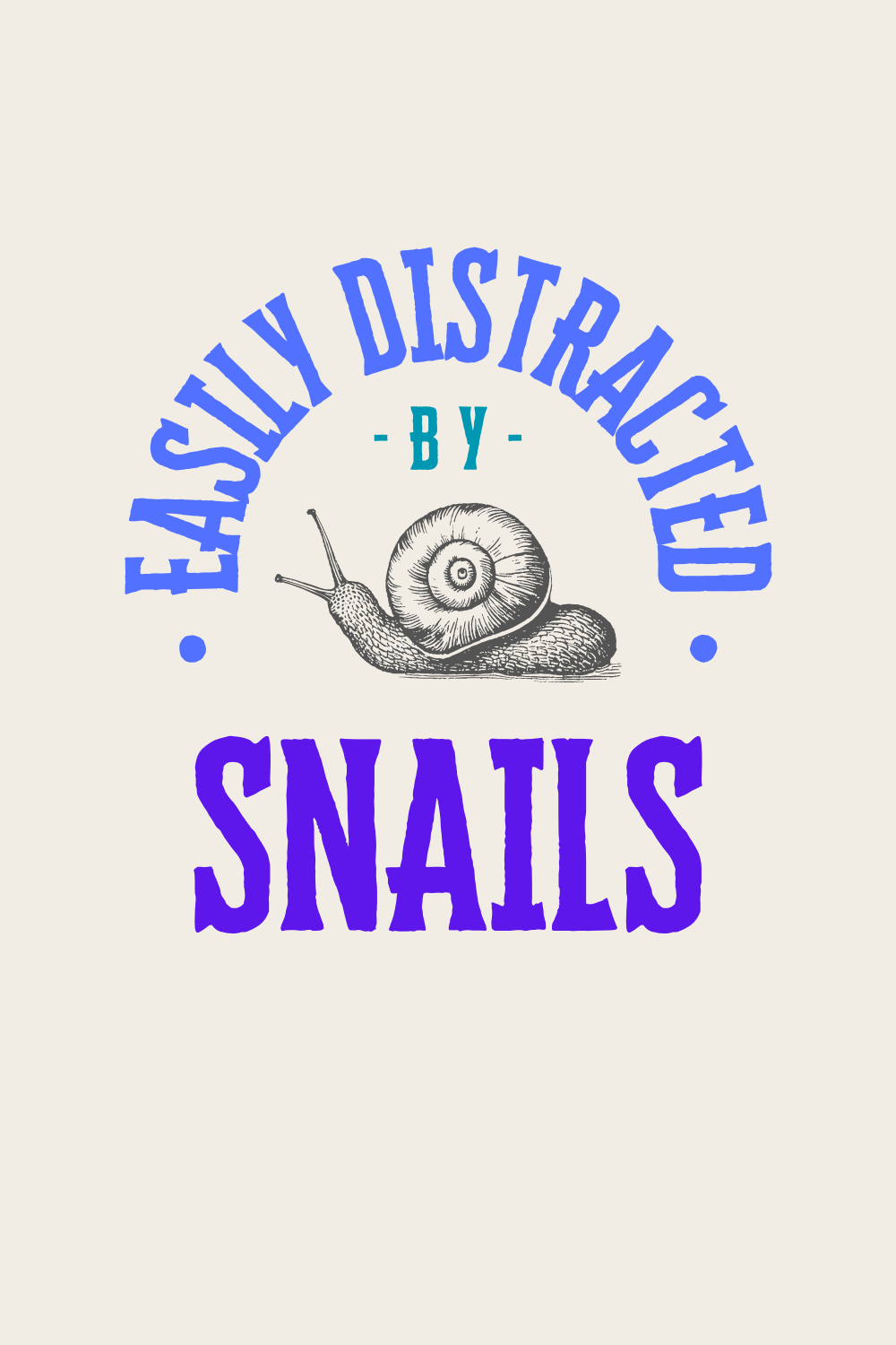 Beige and Black Vintage Aesthetic Typography Snail Lover T-Shirt pinterest preview image.