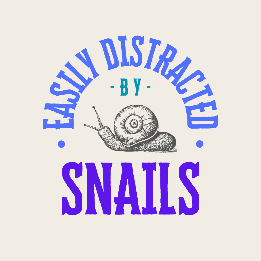 Beige and Black Vintage Aesthetic Typography Snail Lover T-Shirt cover image.