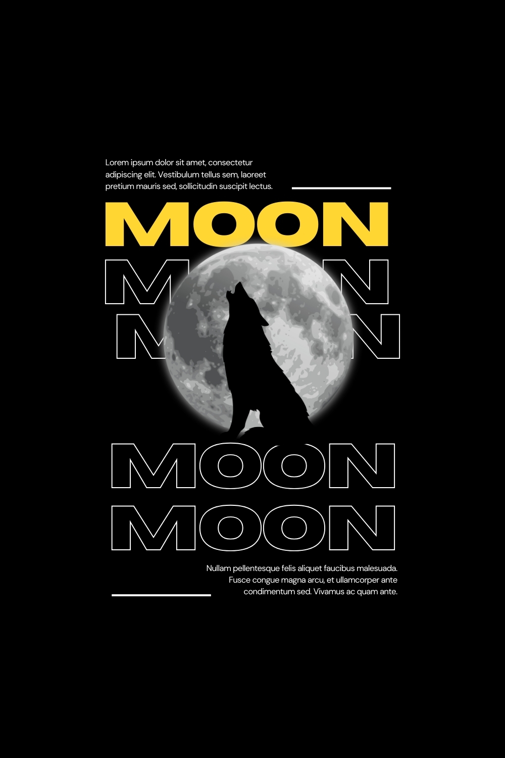 _Black and Yellow Dark Moon T-shirt pinterest preview image.