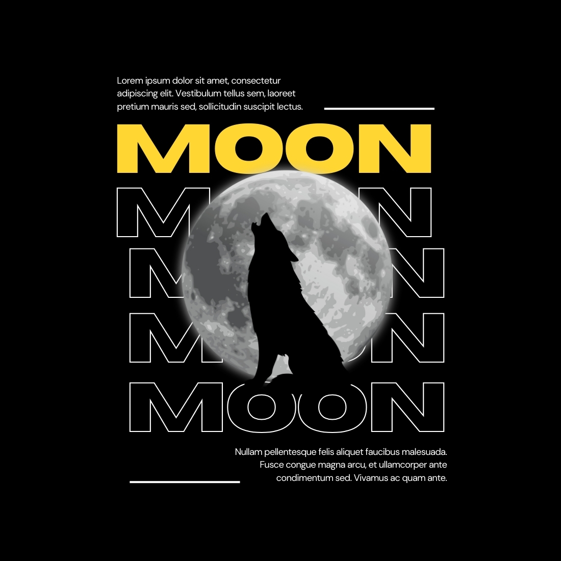 _Black and Yellow Dark Moon T-shirt preview image.