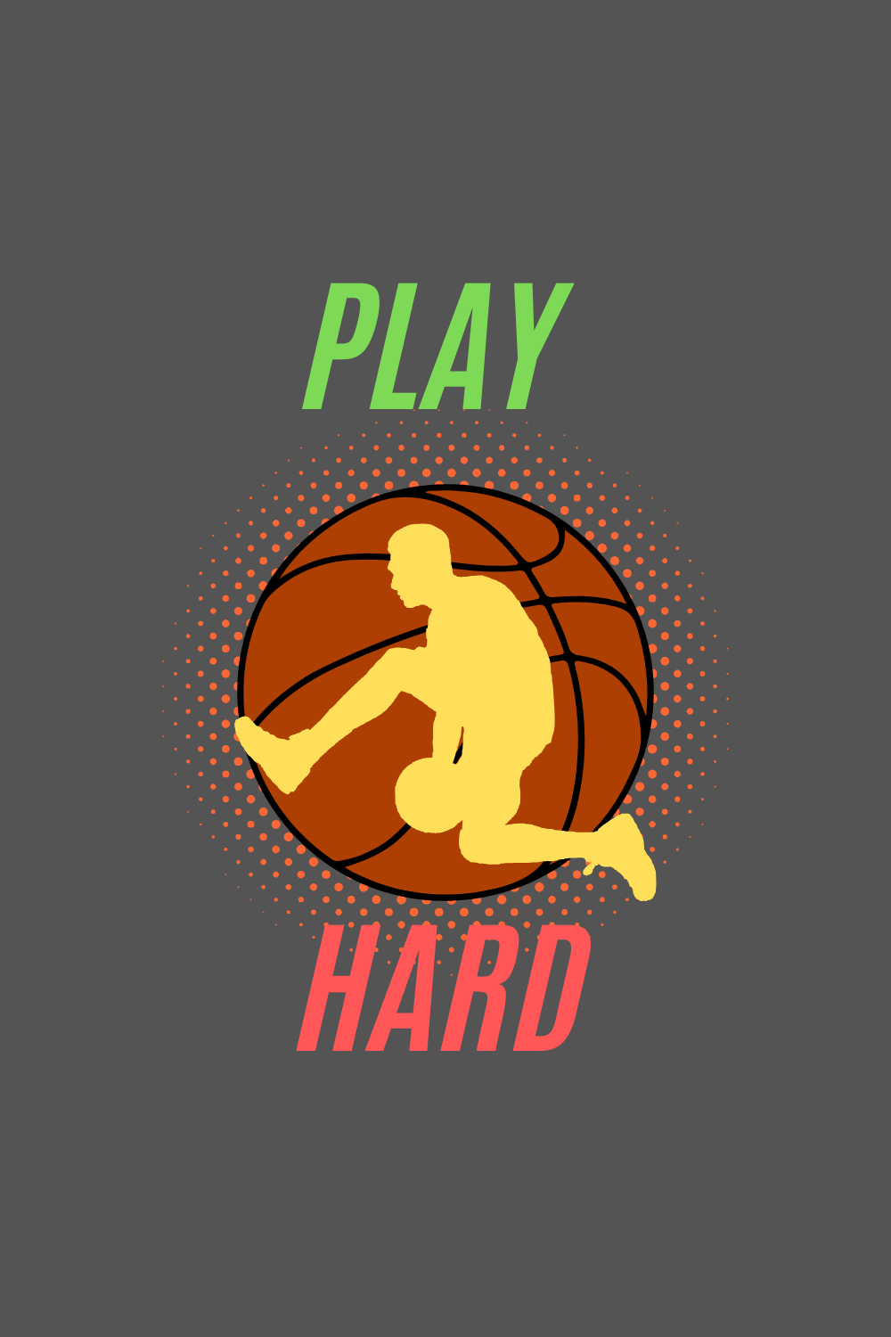 Black Orange White Festive Bold Play Hard Basketball T-Shirt pinterest preview image.