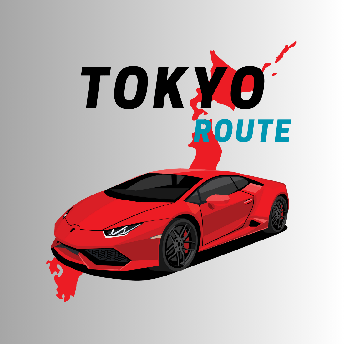 Black Tokyo Drip Car Route Souvenir T-Shirt preview image.