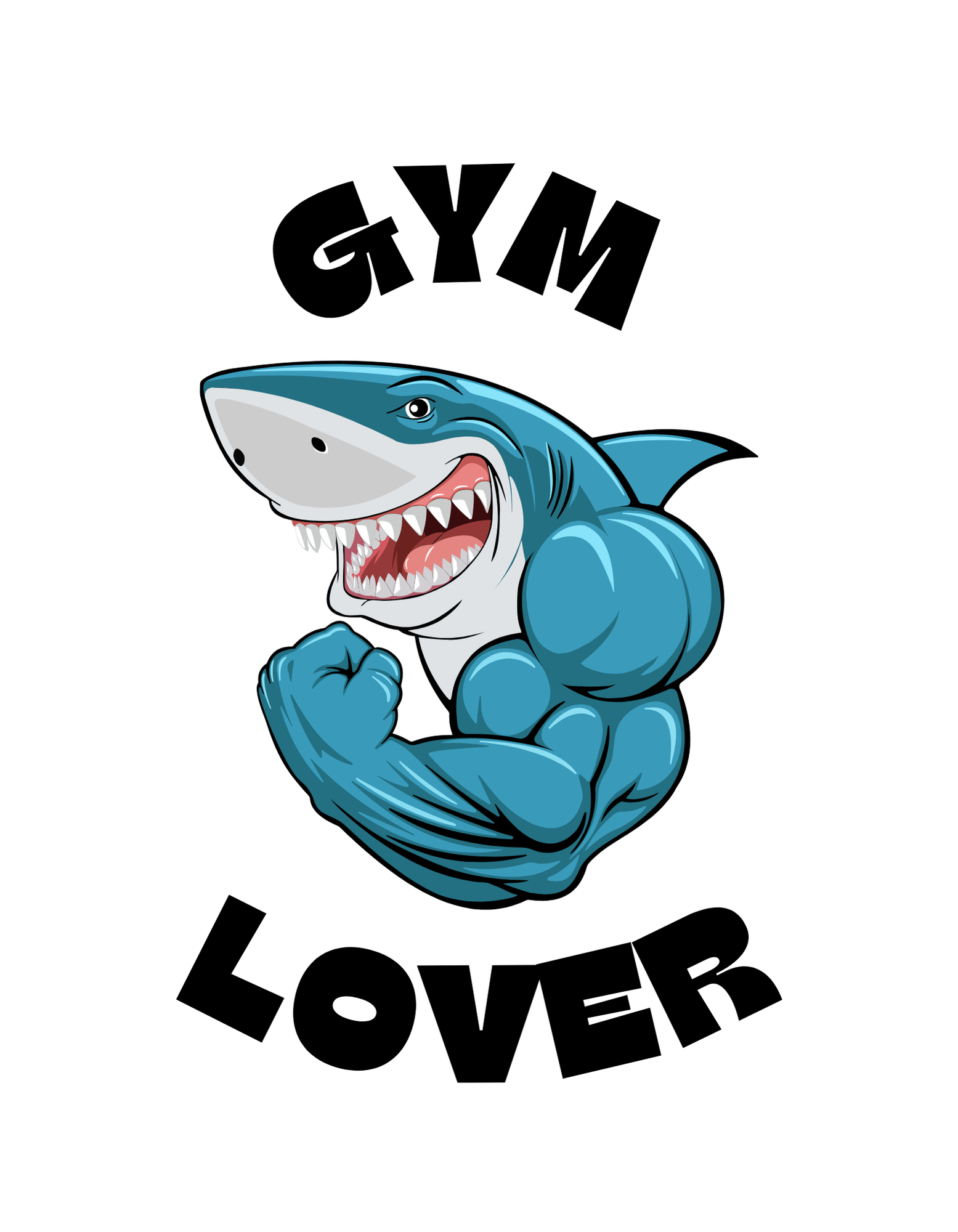 blue illustrated shark gym lover t shirt 841