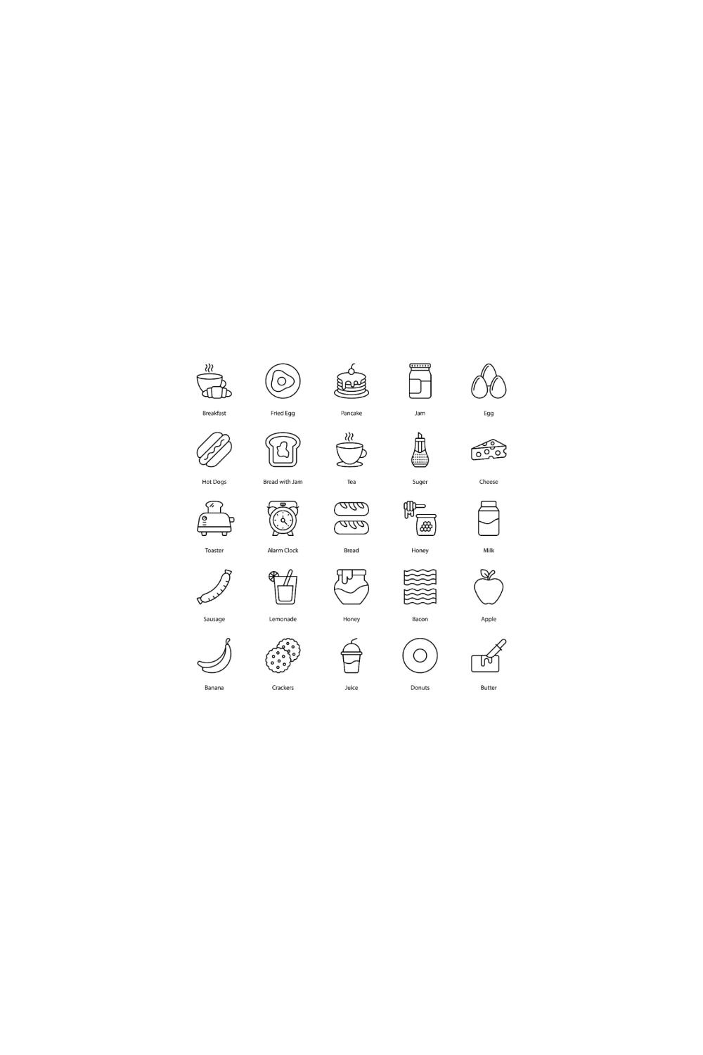 Breakfast Icon Set Food Icons pinterest preview image.