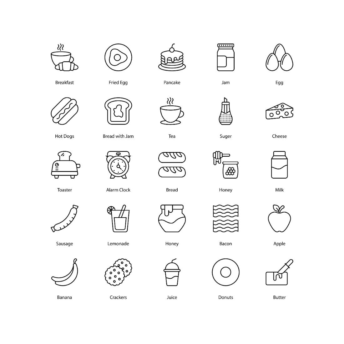 Breakfast Icon Set Food Icons preview image.