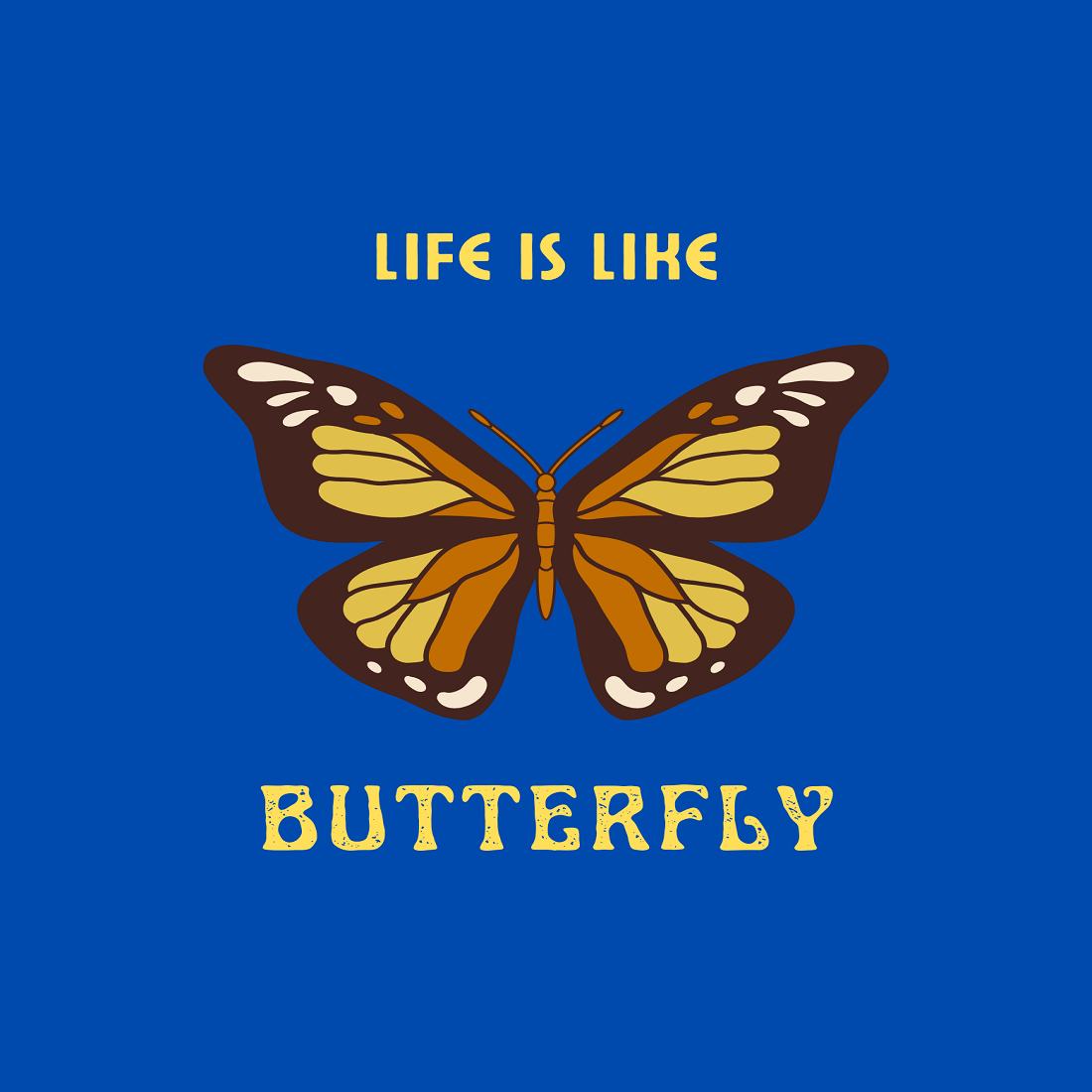 Brown Retro Butterfly Design T Shirt preview image.