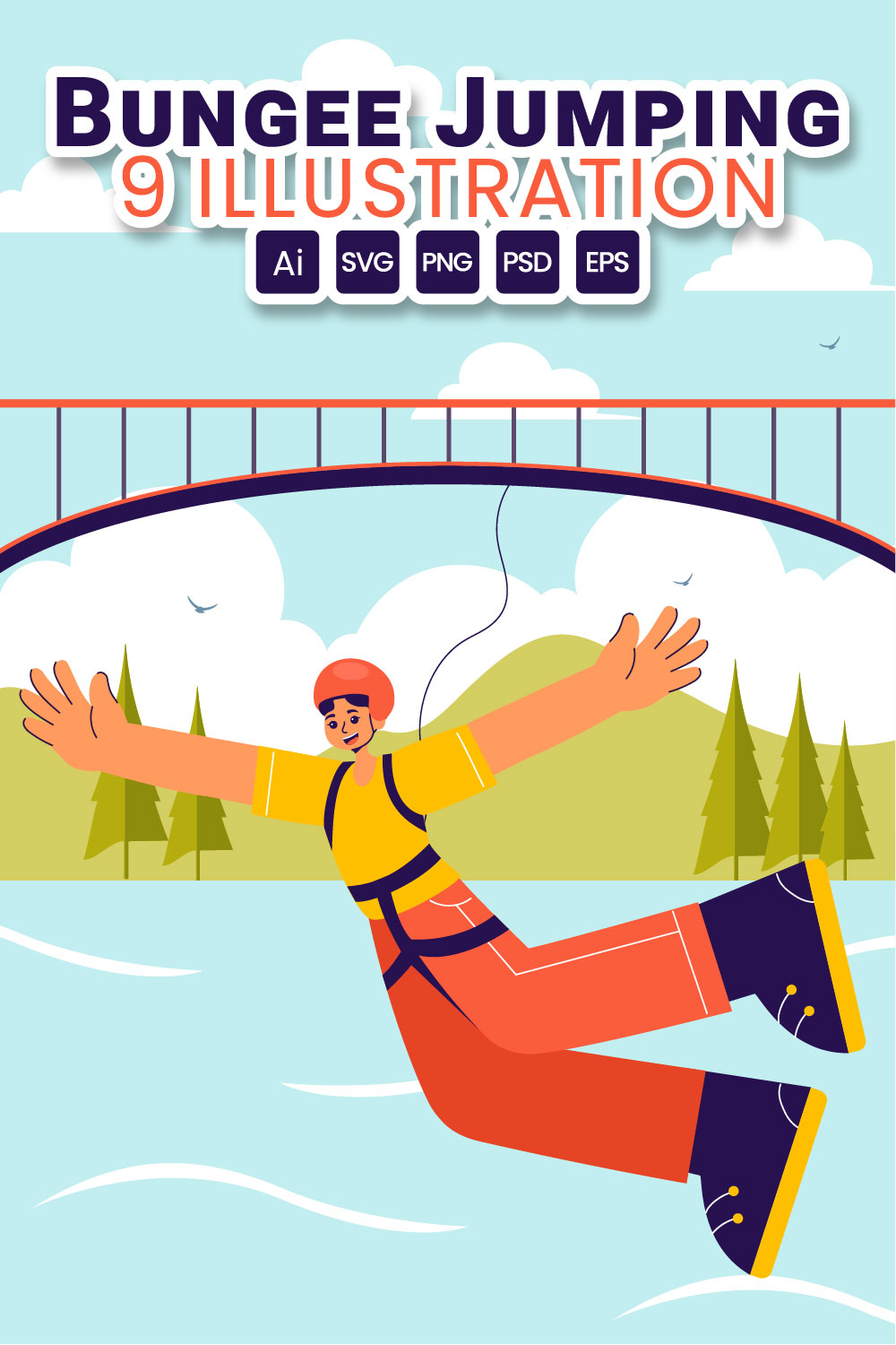 9 Bungee Jumping Sport Illustration pinterest preview image.